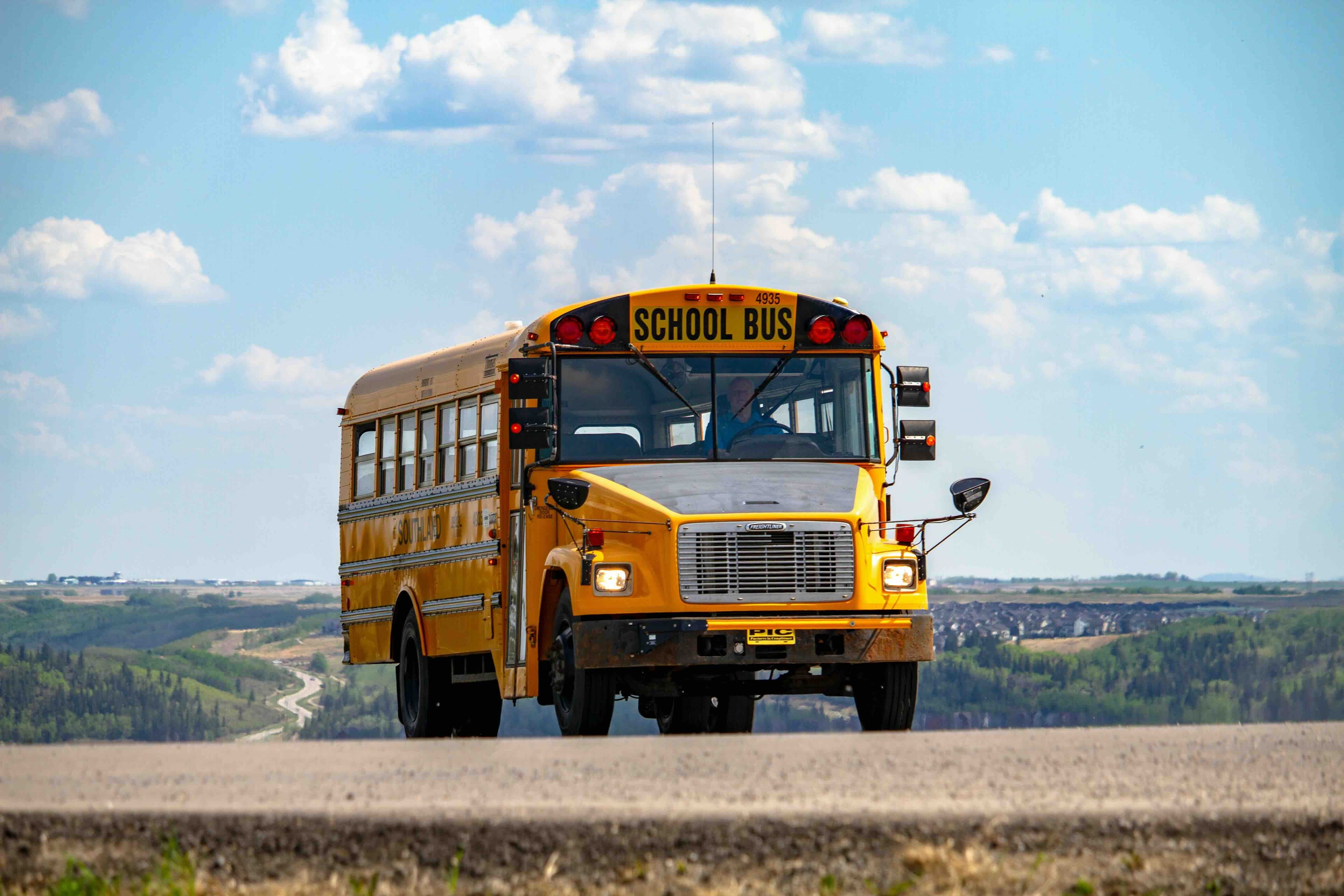 School bus on an open road